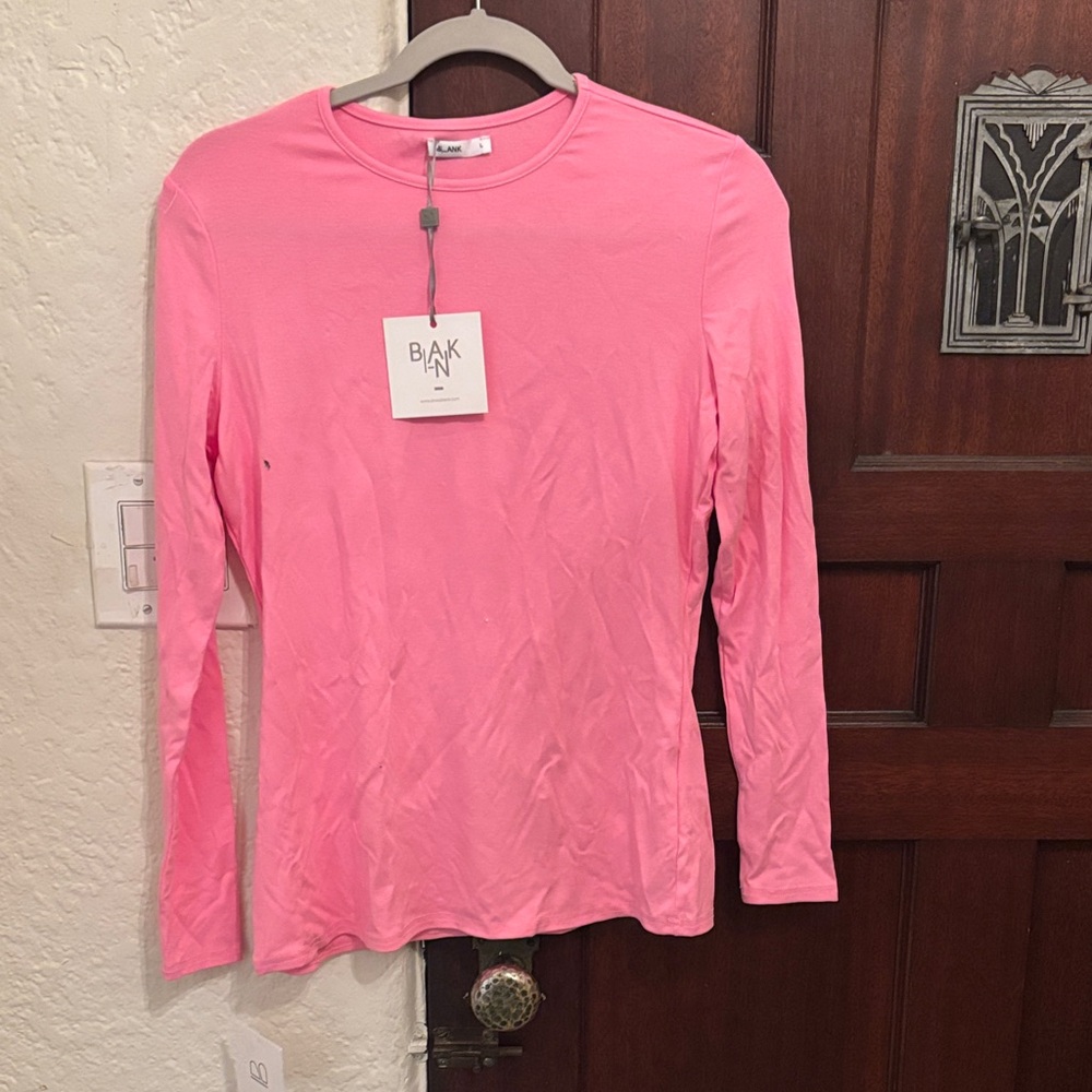 Blank NYC Bright Pink Crewneck Long Sleeve Top